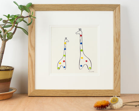Giraffe bespoke Print with 2 Spotty Giraffes