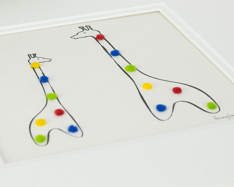 Giraffe bespoke Print with 2 Spotty Giraffes