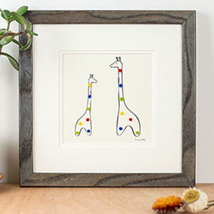 Giraffe bespoke Print with 2 Spotty Giraffes