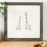 Giraffe bespoke Print with 2 Spotty Giraffes