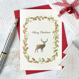 Stag and wreath Christmas card