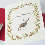 Stag and wreath Christmas card
