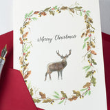 Stag and wreath Christmas card