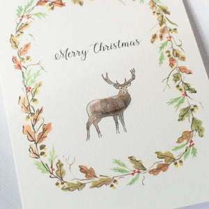 Stag and wreath Christmas card