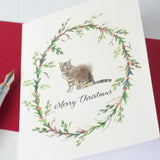 Cat and Wreath Christmas card