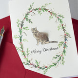 Cat and Wreath Christmas card