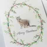Cat and Wreath Christmas card