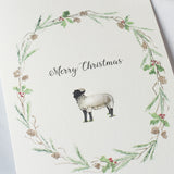 Sheep and wreath Christmas card
