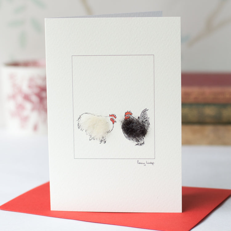 Chicken greetings card - Pekin Bantams