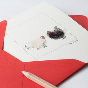 Chicken greetings card - Pekin Bantams
