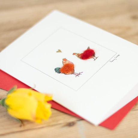 Hen & Cockerel in Love card
