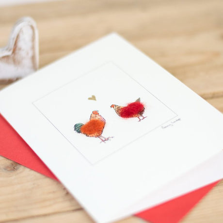 Hen & Cockerel in Love card