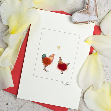 Hen & Cockerel in Love card