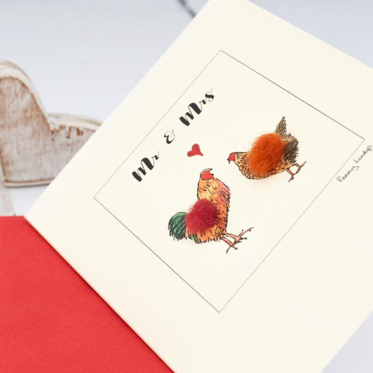 Hen & Cockerel Mr & Mrs card