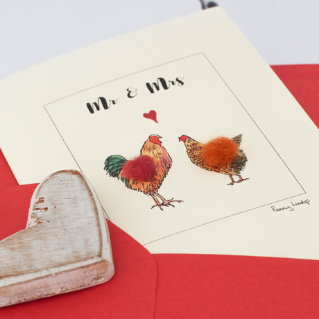 Hen & Cockerel Mr & Mrs card