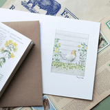 Chicken greetings card - Hen in Flower Bed