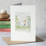 Chicken greetings card - Hen in Flower Bed