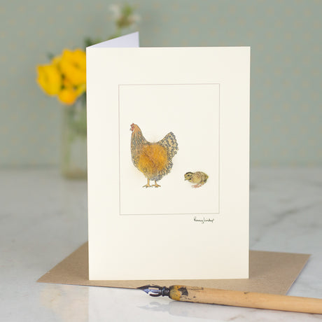 Gold Laced Wyandotte Hen & Chick card