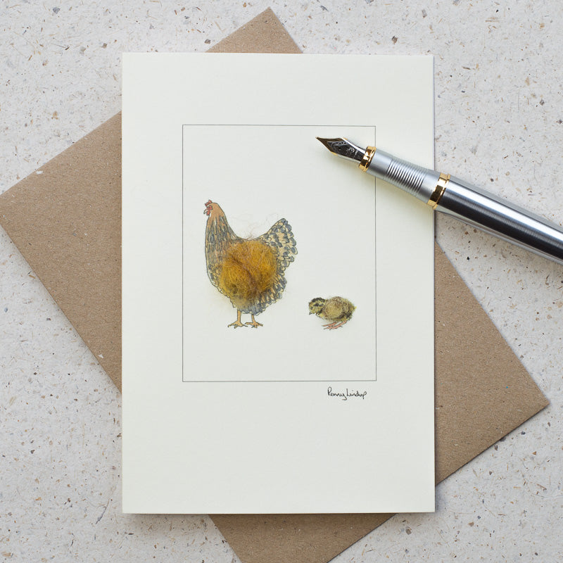 Gold Laced Wyandotte Hen & Chick card