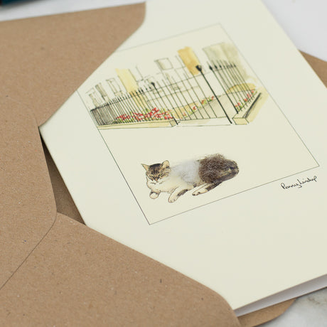 Grey and White Cat greetings card