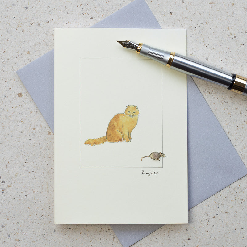 Ginger Scottish Fold Cat greetings card