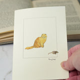 Ginger Scottish Fold Cat greetings card
