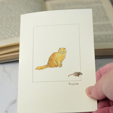Ginger Scottish Fold Cat greetings card