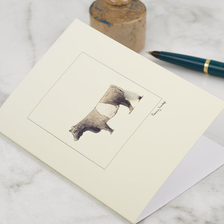 Cow greetings card - Belted Galloway
