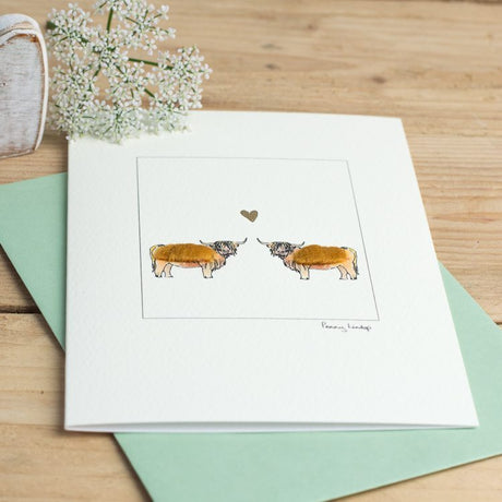 Highland Cows in Love card