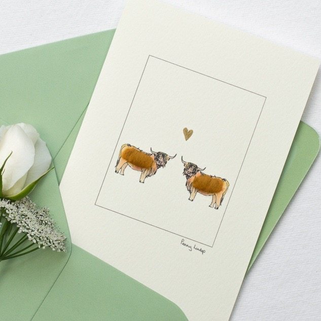 Highland Cows in Love card