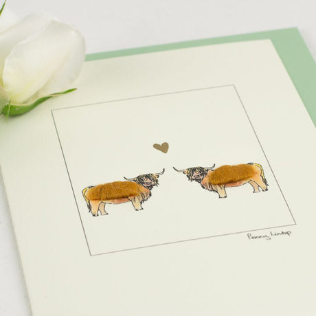 Highland Cows in Love card