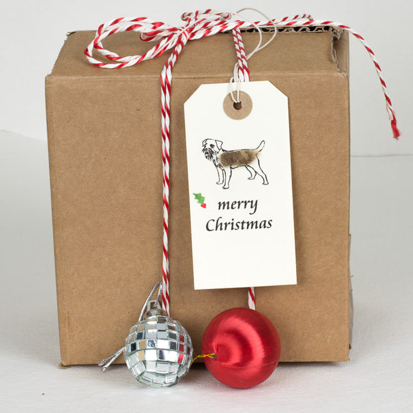 Christmas Gift Tags with border terriers, pack of 6