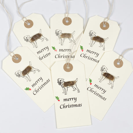 Christmas Gift Tags with border terriers, pack of 6