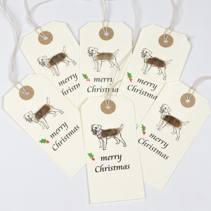 Christmas Gift Tags with border terriers, pack of 6