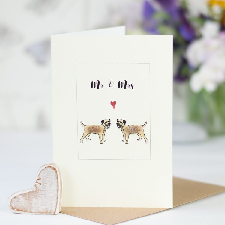 Border terrier Mr & Mrs Wedding card