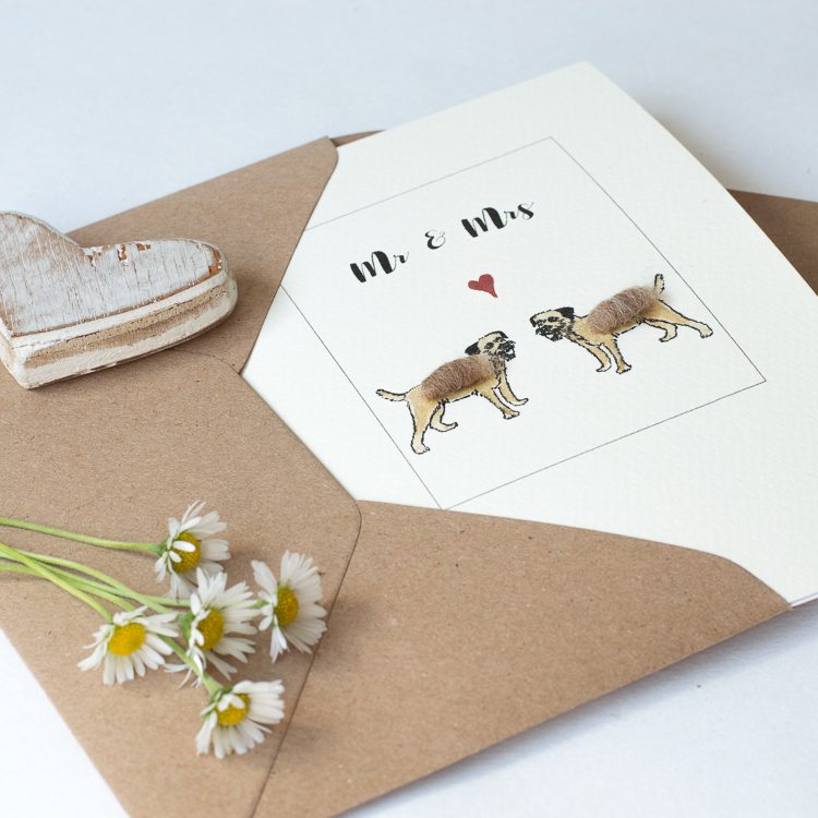 Border terrier Mr & Mrs Wedding card