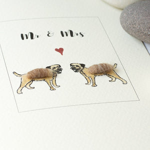 Border terrier Mr & Mrs Wedding card