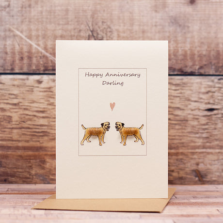 Border Terriers in love card