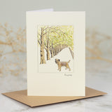 Border Terrier & Tree Lined Avenue greetings card