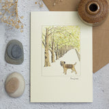 Border Terrier & Tree Lined Avenue greetings card
