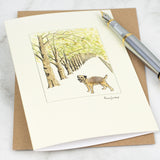 Border Terrier & Tree Lined Avenue greetings card