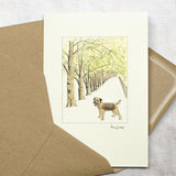 Border Terrier & Tree Lined Avenue greetings card