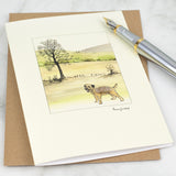 Border Terrier & Hillside Scene Card