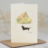 Dachshund & Barn greetings card
