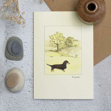 Dachshund In The Countryside greetings card