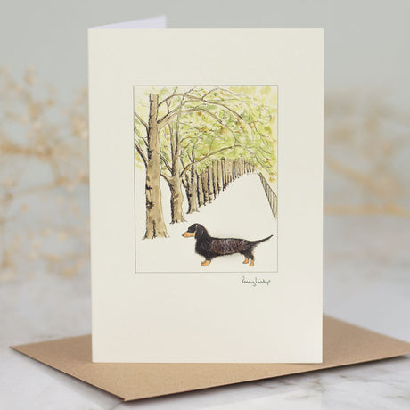 Dachshund & Tree Lined Avenue Card