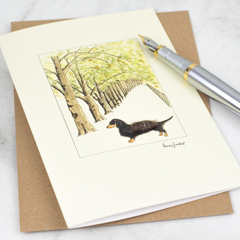 Dachshund & Tree Lined Avenue Card