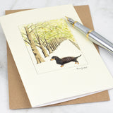 Dachshund & Tree Lined Avenue Card