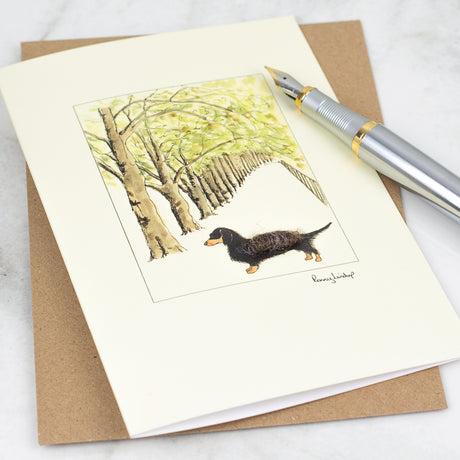 Dachshund & Tree Lined Avenue Card
