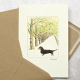 Dachshund & Tree Lined Avenue Card